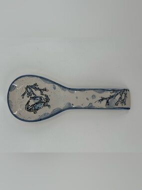 Pottery Stoneware Spoon Rest Blue Crab $ Coral